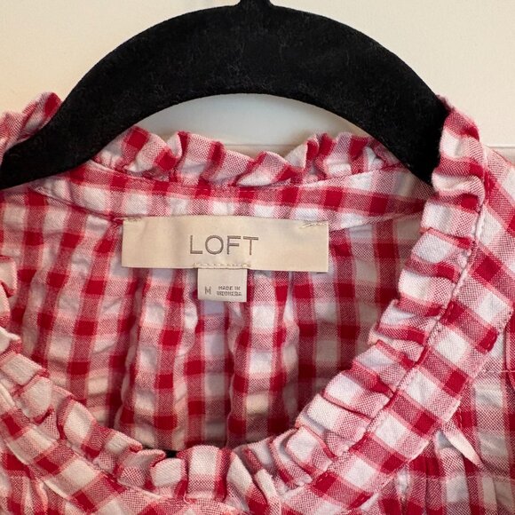 Loft red check sleeveless summer top - Picture 4 of 4